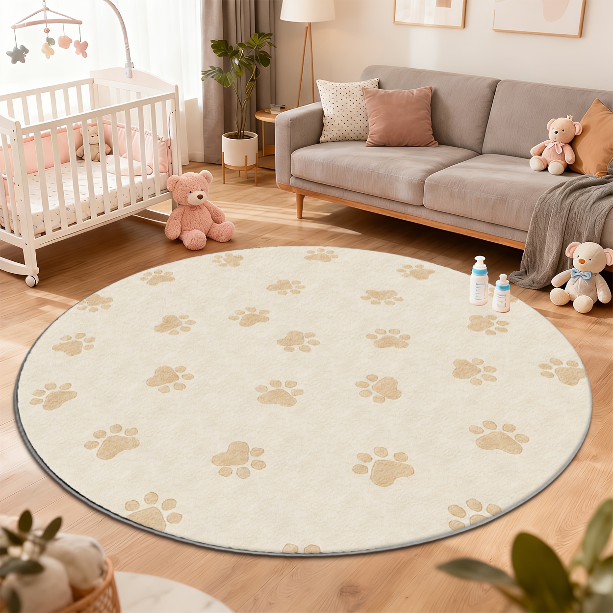 Commercial Printing Shop - Modern cute paw print round floor