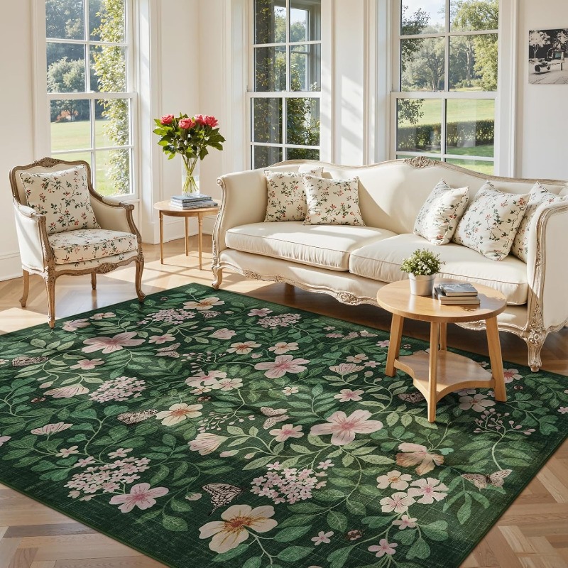 Floral Living Room Carpet Vint - Printing On Commercial 评论和价格