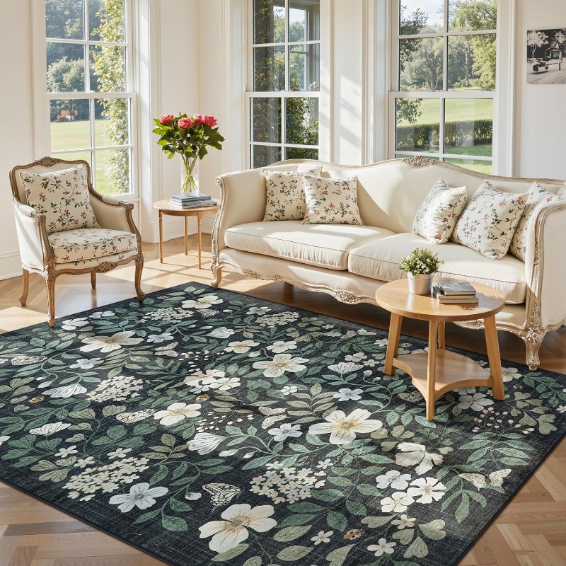 Floral Living Room Carpet Vint - Printing On Commercial 评论和价格